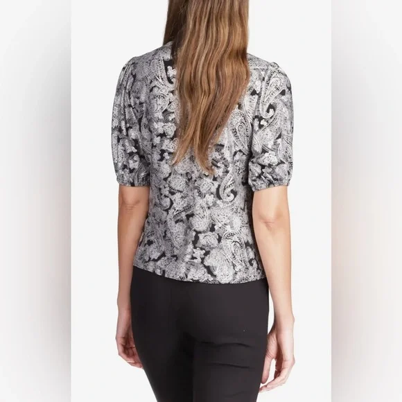 Women's Foil Paisley Wrap Top - Picture 3 of 3